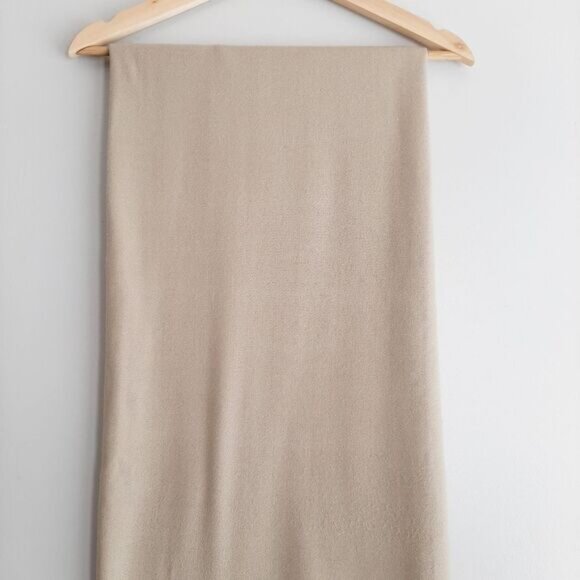 INDIGO / Soft Fleece Blanket Tassel Fringe Cream Light Beige Neutral - Picture 3 of 9